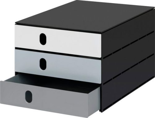 Styro, STYRO Systembox stryoval 24x33x20cm 14-8050.98 grau/schwarz 3 Schubladen