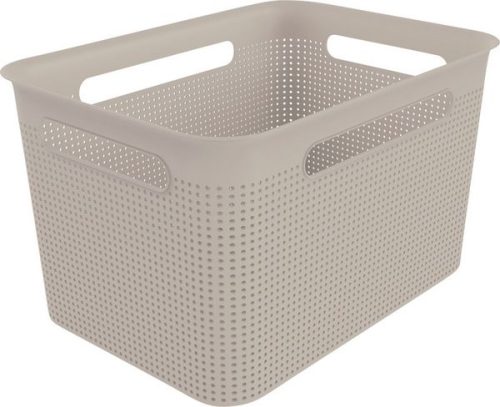 Rotho, Aufbewahrungsbox Rotho BRISEN, Volumen 16 l, Lochstruktur,  stapelbar, ohne Deckel, L 360 x B 262 x H 211 mm, Recycling-PP, cappuccino