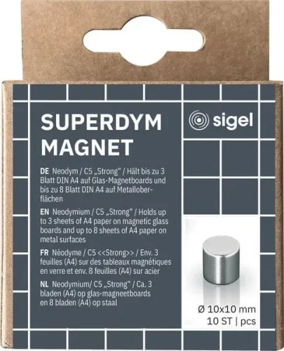 Sigel, SIGEL Superdym-Magnete 10mm BA701 stark silber, 10 St&uuml;ck