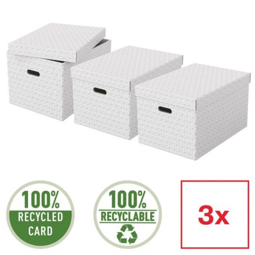 Esselte, Esselte Home Aufbewahrungsbox 628286 Gross 100% Recycelter Karton Weiss 355 x 510 x 305 mm 3 Stück