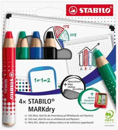 STABILO, STABILO Whiteboardmarker MARKdry 648/4 4er Etui