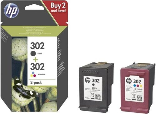 HP, HP 302 Original Tintenpatrone X4D37AE Schwarz, Cyan, Magenta, Gelb Duopack 2 Stück