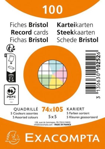 Biella, BIELLA Karteikarten kariert A7 10252E farbig assortiert 100 St&uuml;ck