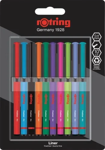 Rotring, ROTRING Feinschreiber 0.4mm 2166220 10 Farben