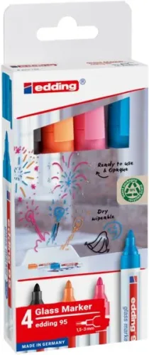edding, Edding EDDING - 95 Glasboardmarker farbsortiert 1.0 - 5.0 mm 4 St. 4-95-4-2 Glasmarker