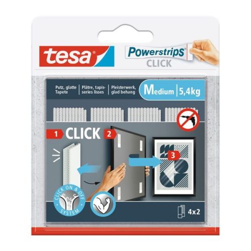 tesa, TESA Powerstrips 4x2 Streifen 77721-00000 Click Medium, Klettband