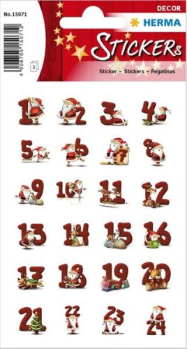 HERMA, HERMA Sticker Adventskalender 15071 rot 72 St&uuml;ck/3 Blatt