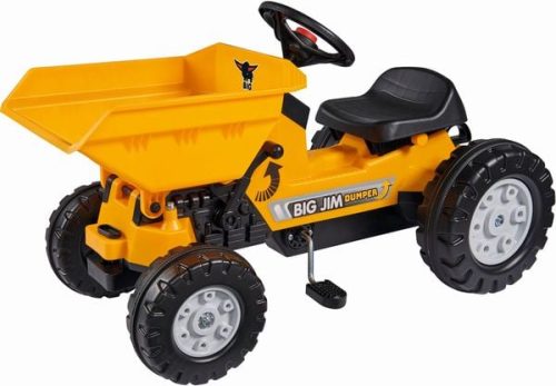 BIG 800056568 - Tret-Traktor, Jim Dumper Muldenkipper, gelb, Aufsitz-Kindertraktor ab 3 Jahren