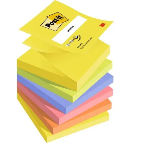 Post-it, POST-IT Z-Notes Super Sticky 76x76mm R330-NR 6-farbig neon 6x100 Blatt