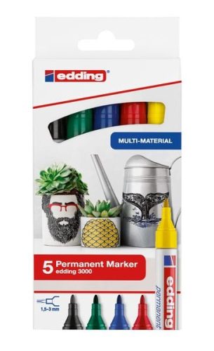 edding, edding Permanentmarker e-3000 Medium Rundspitze Schwarz, Rot, Blau, Grün, Gelb