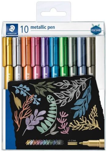 STAEDTLER, STAEDTLER Design Journey Calligraphy 8323 Marker mit Faserspitze Mitteldicke Rundspitze 1-2 mm Nicht nachfüllbar Farbig sortiert 10 Stück