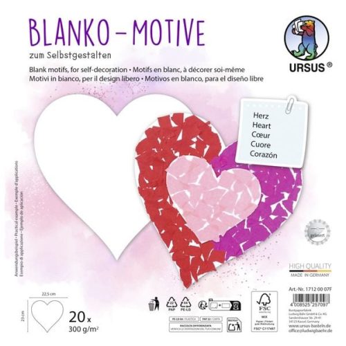 undefined, URSUS Blanko Motive 23x23cm 17120007F Herz 20 Blatt