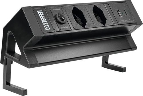 STEFFEN, Steffen Tischsteckdosenleiste Alu Desk 50 00084 | 2 Steckplätze | T13