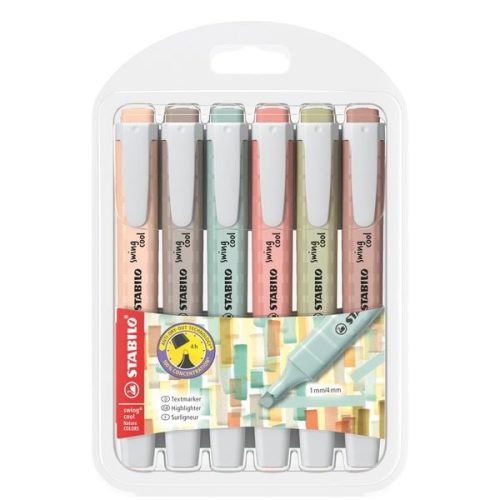 STABILO, STABILO Swing Cool Leuchtmarker 1-4mm 275/6-09 Nature, Etui 6 St&uuml;ck
