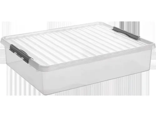 SunWare, Aufbewahrungsbox Sunware Q-LINE, Verschlussclips, transparent, stapelbar, 60 l, L 800 x B 500 x H 180 mm, grau