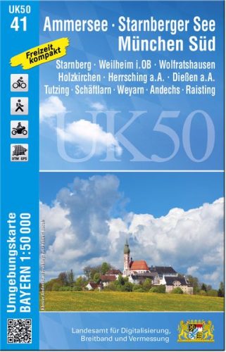 Landesamt Digitalisierung, Breitband, Vermessung, Landesamt Digitalisierung, Breitband, Vermessung UK 50-41 Ammersee, Starnberger See, München-Süd