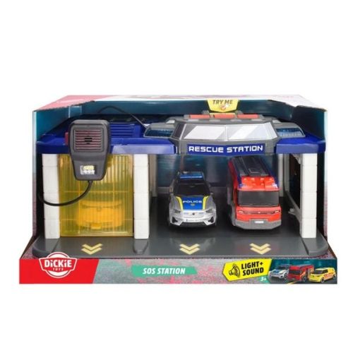Dickie Toys, Dickie Toys Spiel-Gebäude »S.O.S Station«, mit 3 Spielzeug-Fahrzeugen sowie Licht und Sound