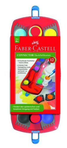 Faber-Castell, Faber-Castell Deckfarbkasten Connector mit Deckweiß / 125030, Inh. 12 Farben