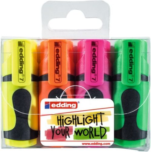edding, Edding Textmarker edding 7 4 St./Pack. Neongelb, Neongrün, Neonorange, Neonpink 1 mm, 3 mm