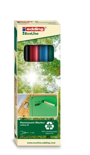 edding, edding EcoLine 25 Permanentmarker Fein 1 mm Mehrfarbig 4 Stück