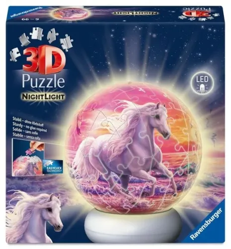 Ravensburger, Ravensburger - Puzzle-Ball Nachtlicht Pferde am Strand, Multicolor