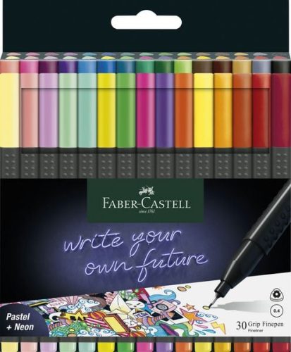 Faber-Castell, FABER-CASTELL Finepen Grip 0.4mm 151630 30 couleurs, Etui