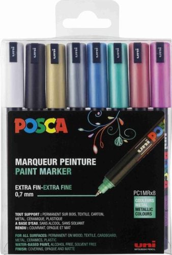 Posca, POSCA PC-1MR Farbmarker Metallic Kalligraphie Farbig assortiert 8 Stück