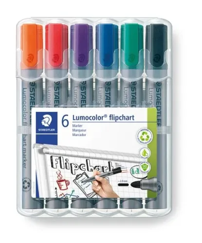STAEDTLER, STAEDTLER Flipchart Marker 356 WP6 Rundspitze 2 mm Farbig sortiert 6 Stück