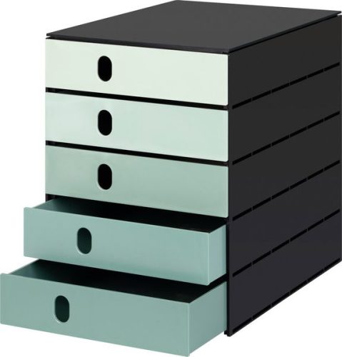 Styro, STYRO Systembox stryoval 24x33x32cm 14-8000.95 gr&uuml;n/schwarz 5 Schubladen