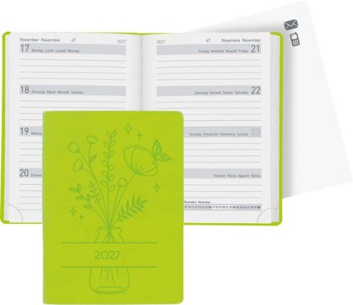 undefined, BIELLA Taschenagenda Memento 2027 825715310027U 1W/2S hellgrün ML 10.1x14.2cm