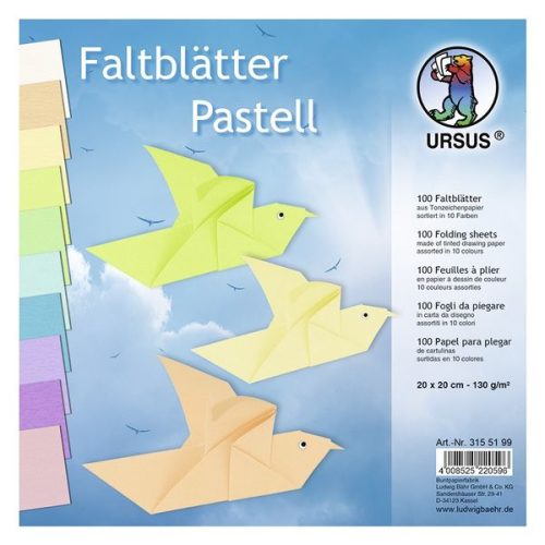 Ursus, URSUS Faltbl&auml;tter Origami 20&times;20cm 3155199 Pastell-Farben ass. 100 Blatt