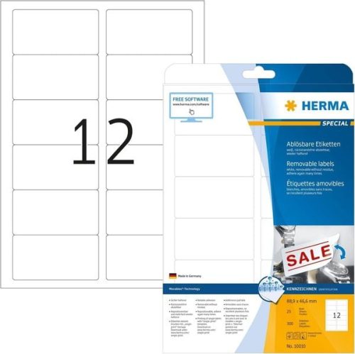 HERMA, HERMA Etiketten 10010 10010 88.9x46.6mm abl. 300Stk. 25 B