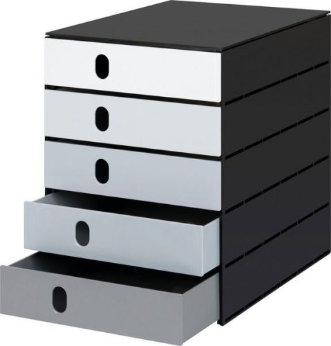 Styro, STYRO Systembox stryoval 24x33x32cm 14-8000.98 grau/schwarz 5 Schubladen