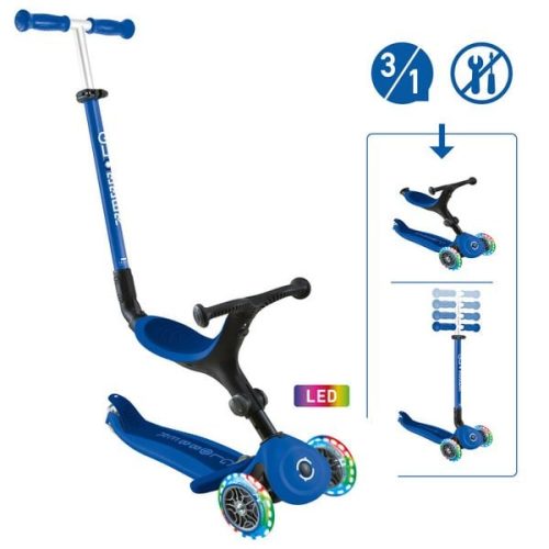 GLOBBER, Scooter 3in1 Go-Up active mit Leuchtrollen