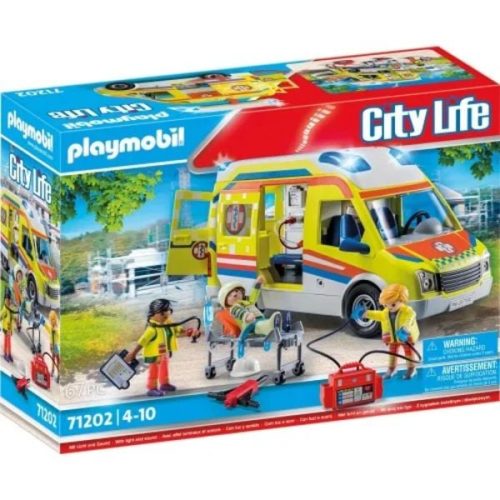 PLAYMOBIL, 71202 City Life - Rettungswagen mit Licht und Sound, Konstruktionsspielzeug
