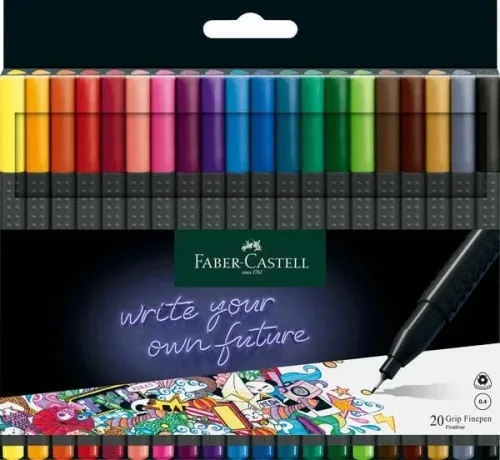 Faber-Castell, FABER-CASTELL Finepen Grip 0.4mm 151620 20 couleurs, Etui