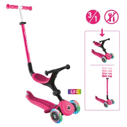 GLOBBER, Scooter 3in1 Go-Up active mit Leuchtrollen