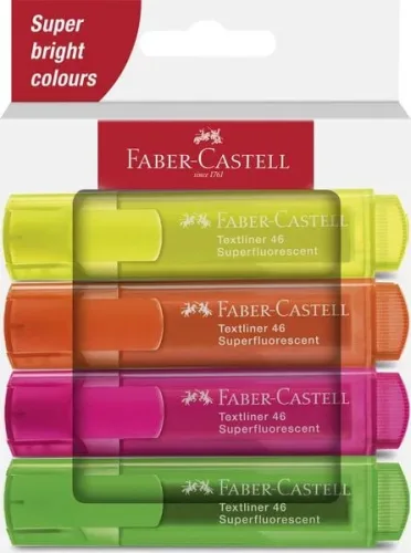 Faber-Castell, FABER-CASTELL Textmarker TL 46 254644 Superfluor 4 St&uuml;ck