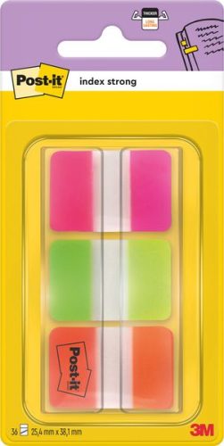 Post-it, POST-IT Index Strong 25,4x38mm 686-PGOT 3-farbig/3x12 Tabs