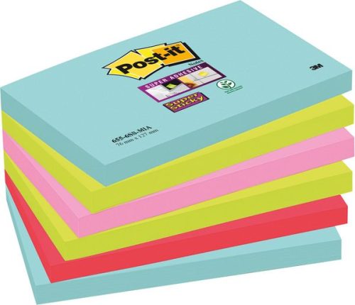 Post-it, POST-IT Super Sticky Notes 127x76mm 6556SSMIA Miami 4 Farben 6x90 Blatt