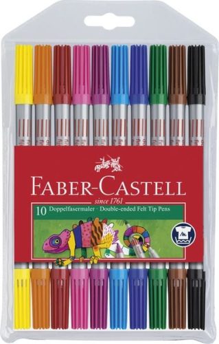 Faber-Castell, FABER-CASTELL Doppelfasermaler 1/3-5mm 151110 10 Farben, Etui