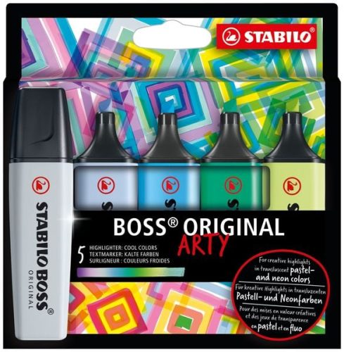 STABILO, STABILO Textmarker BOSS ARTY 70/5-02-2-20 Kalte Farben, Etui 5 Stk.