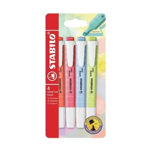 STABILO, STABILO Textmarker Swing Cool 1-4mm 275/4-08-1 ass. 4 St&uuml;ck