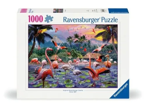 Ravensburger - Puzzle, Pinke Flamingos - 1000 Teile, Multicolor