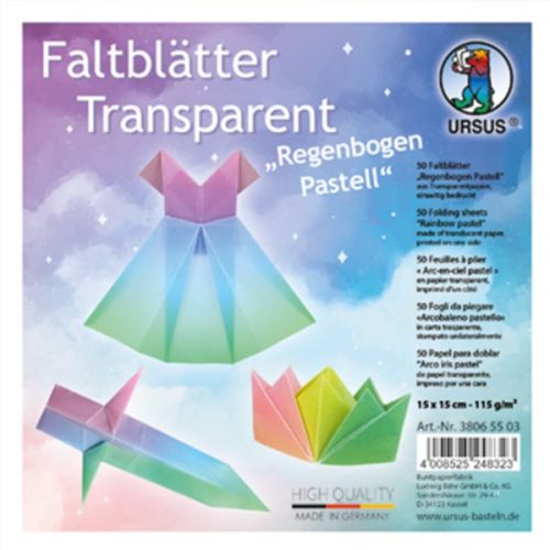 Ursus, URSUS Faltbl&auml;tter Transparentpapier 38065503 pastell, 15x15cm 50 Blatt