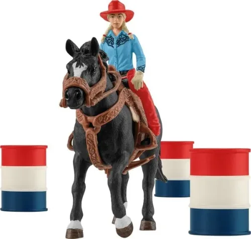Schleich - 42576 Barrel Racing mit Cowgirl, Multicolor