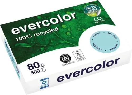Clairefontaine, Farbiges Kopierpapier EVERCOLOR, DIN A4, 80 g/m², hellblau, 1 Paket = 500 Blatt