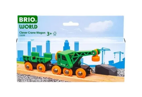 Brio Grüner Kranwagen mit Anhänger + Fracht