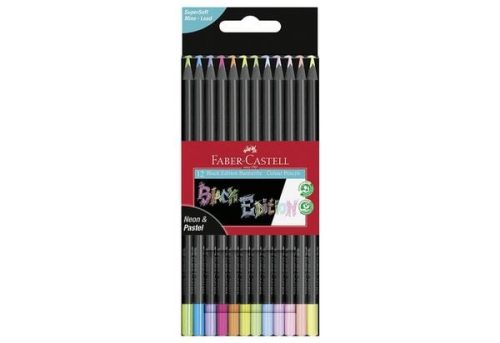 Faber-Castell, FABER-CASTELL Farbstifte Black Edition 116410 Neon + Pastell 12 Stk.