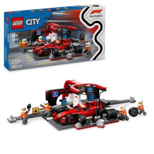 LEGO, 60443 City F1 Boxenstopp mit Boxencrew und Ferrari Flitzer, Konstruktionsspielzeug